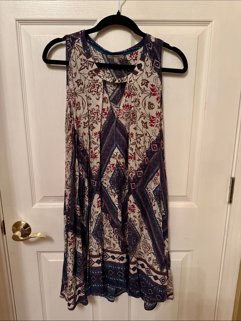 Jodifl sleeveless mini dress or tunic top.  Bohemian styled.  Super comfortable.